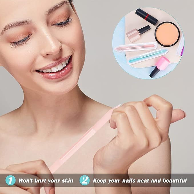 SILPECWEE 3 Pieces Glass Cuticle Pusher Glass Nail File Crystal Glass Cuticle Stick Set Double Sided Cuticle Remover Tool Cuticle Tools for Nails Manicure Pedicure Precision Filing