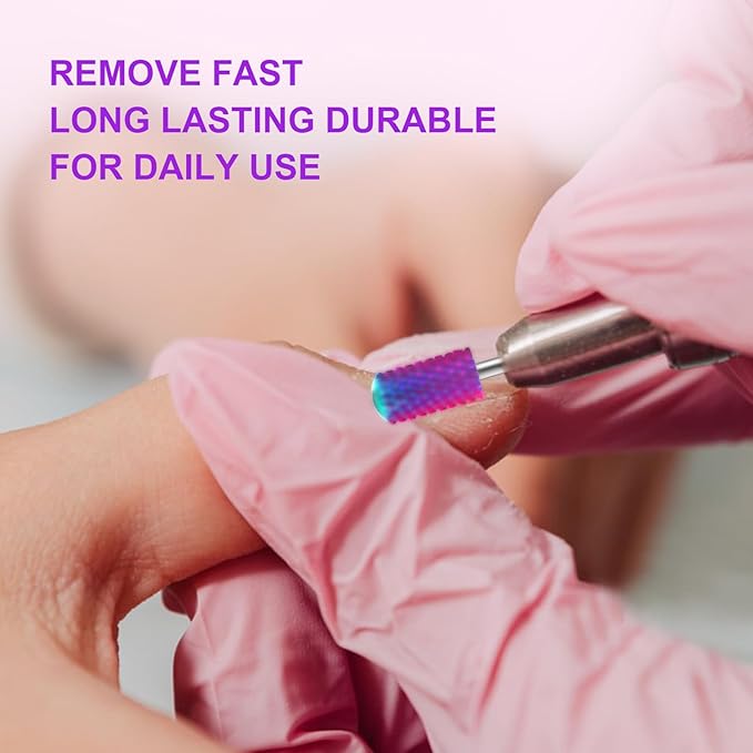 3/32" 2PCS Large Barrel Smooth Round Top Tungsten Carbide Nail Drill Bit Safety Bit for Gel & Acrylic Removal, 2-Way Rotating Efile Tip, Salon Electric File Accessory (XC Grit, Purple)