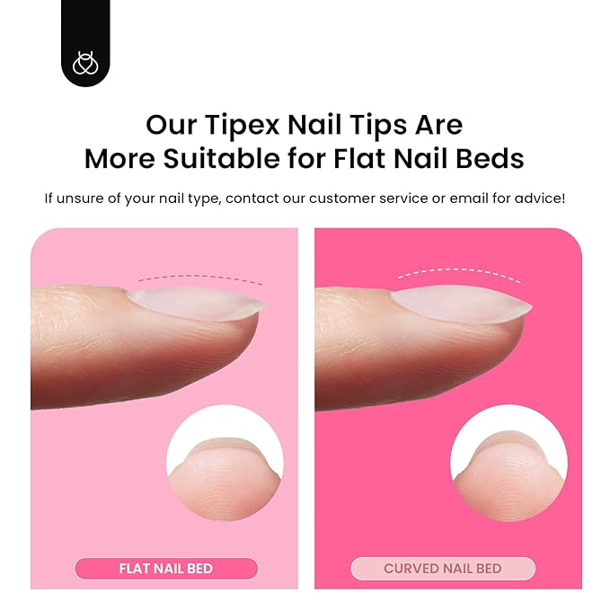 Beetles Tipex Instant Apex Nail Tips Kit, Medium Oval Almond 224Pcs 16 Sizes Pre-Building & Pre-Etched Thicker Acrylic Nails False Nail Extension with Tipex Nail Glue Mini Nail Lamp