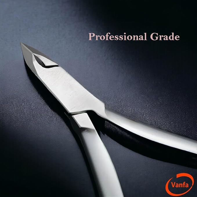 Vanfa Cuticle Nippers, Cuticle Trimmer, Professional Cuticle Cutter - Extremely Sharp - Stainless Steel - Square Head - Single Spring - VF05 Jaw #12 (Pack of 1)