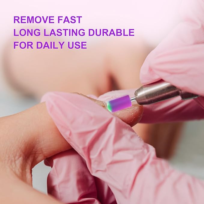 3/32" 2PCS Large Barrel Smooth Round Top Tungsten Carbide Nail Drill Bit Safety Bit for Gel & Acrylic Removal, 2-Way Rotating Efile Tip, Salon Electric File Accessory (C Grit, Purple)