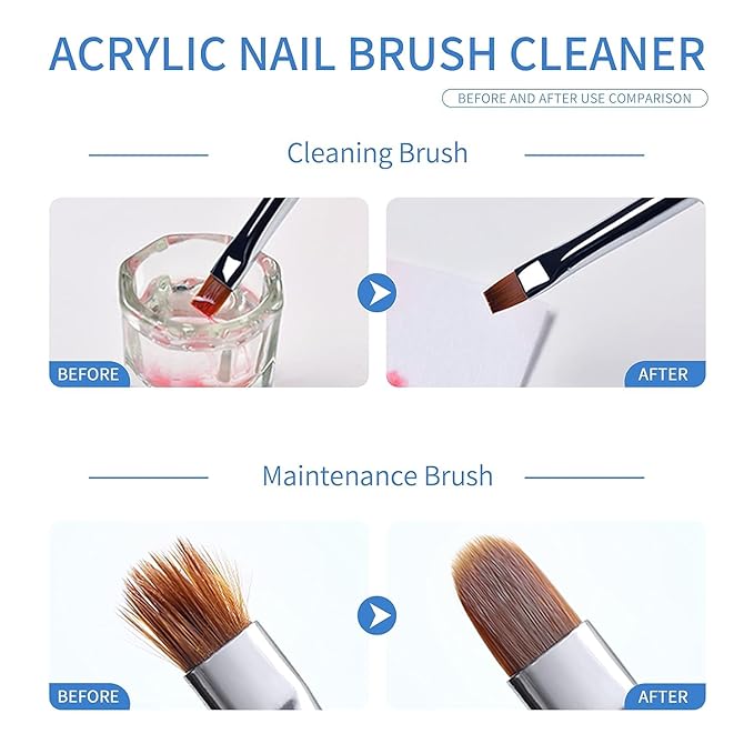 Nail Art Brush Cleaner & Restorer Quickly Clean Gel Nail Brushes Nail Brush Preserver for Any Nail Art Brush DIY Salon at Home 2.5fl.oz