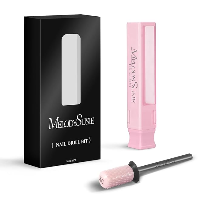 MelodySusie Ceramic Nail Drill Bit, 3/32'' Smooth Round Top Large Barrel Bits, Suitable for Manicure Pedicure Cuticle Gel Polishing, Beginners Bits, Pink, Series Bit-S, Extra Coarse