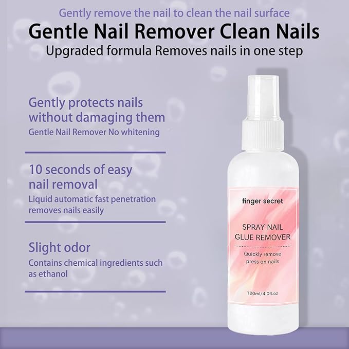 Spray Nail Glue Remover,2PCS Nails Glue Remover 120ml/fl.oz,Professional Nail Remover For Wear Nail/Press On Nails, Easily & Quickly Remove Fake Nail Tips,