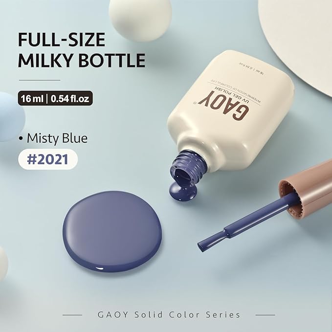 GAOY Blue Gel Nail Polish, 16ml Soak Off Gel Polish, UV Light Cure for Nail Art DIY Manicure at Home, 2021 Misty Blue