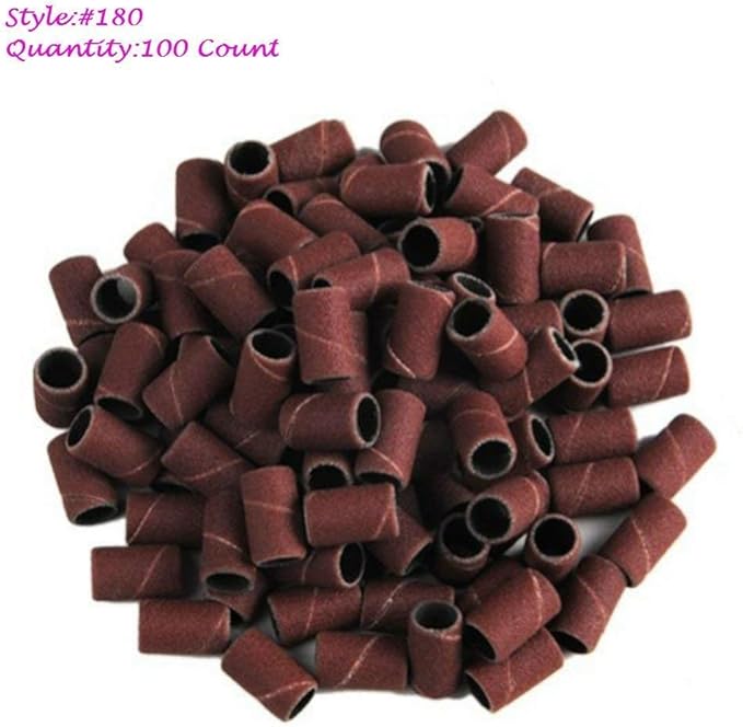 AKOAK 100 Pcs/Lot #180 Grit File Sand Piece Set Nail Art Professional Sanding Bands Brown Pieces Gel File Gel Polish Remover Manicure Pedicure Nail Machine Nail Tools