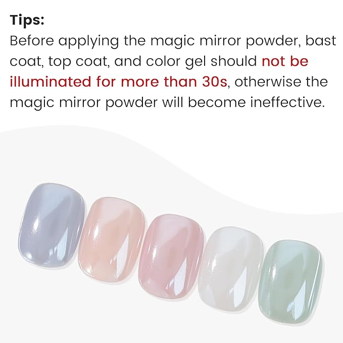 6 Jars Pearl Chrome Nail Powder Set, Mermaid Chrome Nail Powder Pearlescent Iridescent Glitter Dust Kit Nail Art Decoration Gift for Home & Salon