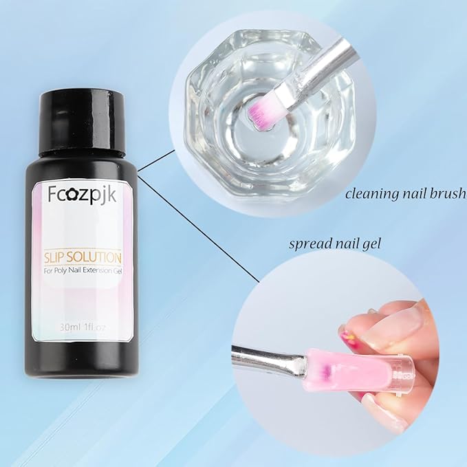 Poly Gel Nail Kit - Wine Red, Brown & Iridescent Builder Gel With Chunky Glitter - Slip Solution, Dual Nail Forms & Clips - Home Manicure Starter Kit