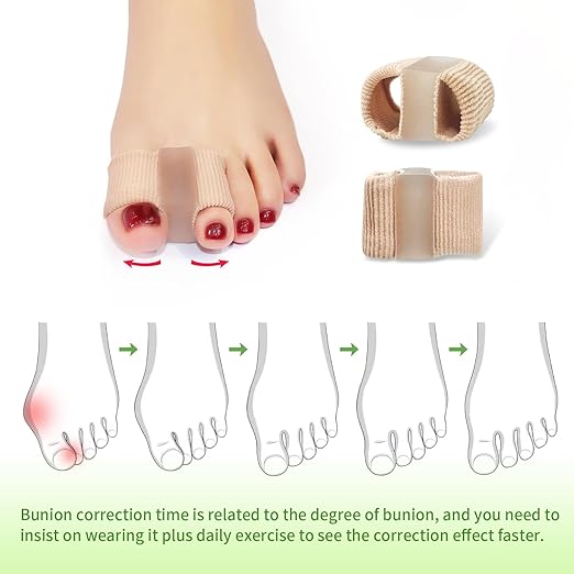 Niupiour Gel Bunion Toe Separators W/Fabric Lining for Big Toe, Silicone Toe Spacers Bunion Correctors for Overlapping Toe, Breathable Toe Corrector Protector for Women and Men, Relieve Foot Pain