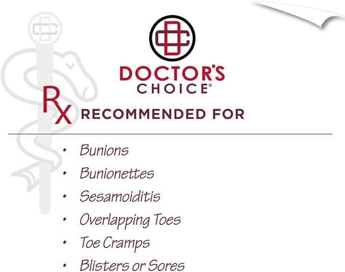 Doctor's Choice Bunion Relief Crew Sock with Split Toe Separator and Soft Cushioning for Hallux Valgus, (White/Black, Medium) Womens Shoe Size: 6-10