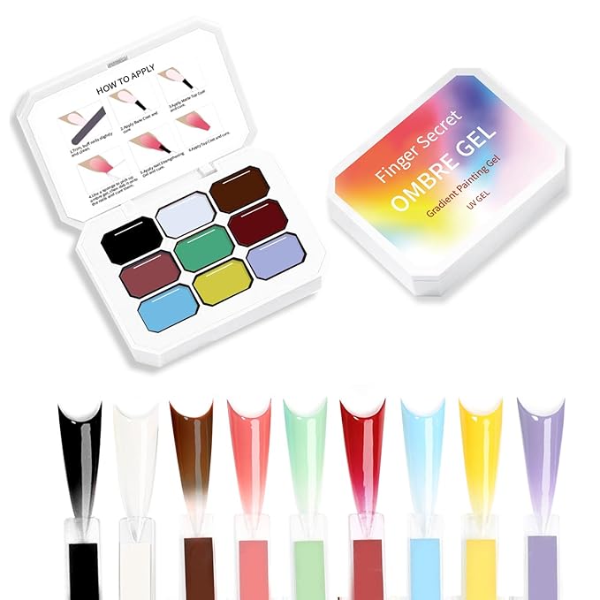 Ombre Gel Nail Polish Nail Sponges for Ombre 9 Series Colorful Blush Effect Gradient Painting Gel for Ombre Nails Multistyle French Manicure Nail Art DIY Home (A7)