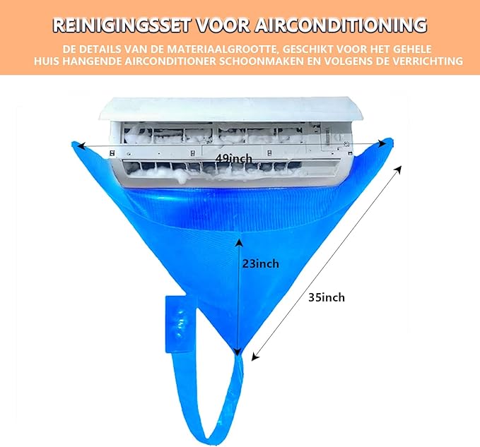 Ac Cleaning Kit, Air Conditioner Cleaning Kit, Ac Cleaning Bag, HVAC Cleaning Kit, Ac Cleaning Cover Bag, Large Size, Integrated Design for Easy Cleaning (Blue)