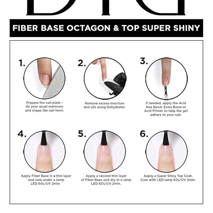 DIDIER LAB Premium Octagon Base and Top Coat Gel Nail Polish - Clear Base Coat Nail Polish and Long Lasting Glossy No Wipe Top Coat - LED UV Nails Polish Soak Off Gel Polish Kit 2pcs