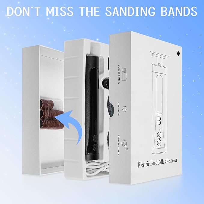 Electric Feet Callus Remover Rechargeable Electric Foot File Heel Scraper 9 Speeds 2 Sanding Heads LCD Display Cordless Foot Sander Grater Grinder for Cracked Dead Skin Women Men Home Pedicure (Black)