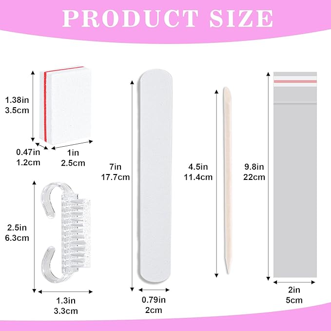 20 Sets Disposable Manicure Kit Basics 4 Piece Nail Kit for Travel,Handle Grip Brush,Mini Nail Buffer Nail File and Wood Stick for Gifts Salon Home Professional(20 Set -White)