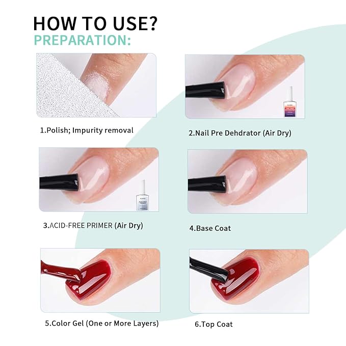 AIJIMEI Professional Natural Nail Prep Dehydrator and Acid Free Primer For Acrylic False Nail Tips Bond Base Coat Gel Nail Polish and Quick Drying Adhesive Dehydration Set(18ml/0.63fl.oz