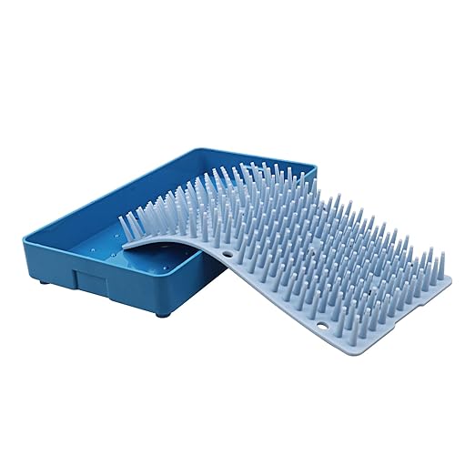 EustomA Autoclavable Instruments Sterilization Tray Case Plastic with Silicone Mat Storage Box S/M/L Size for Instruments/Tools (L)