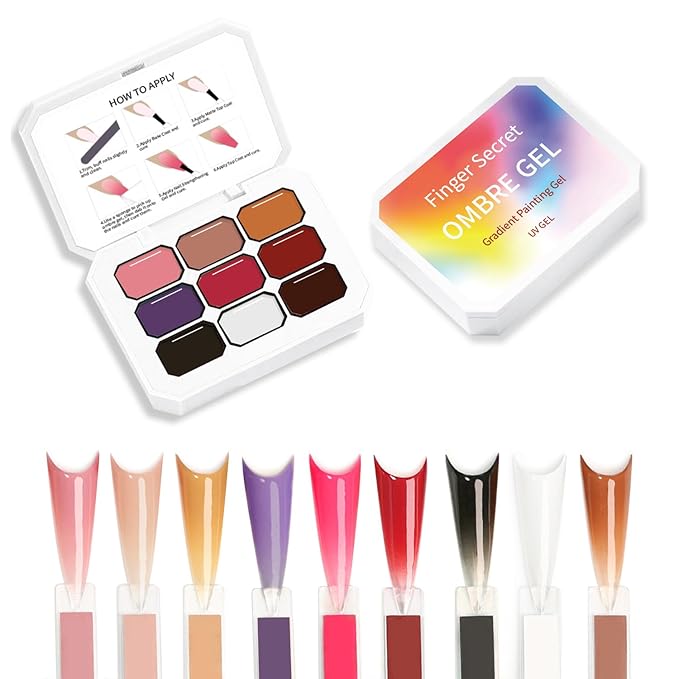 Ombre Gel Nail Polish Nail Sponges for Ombre 9 Series Colorful Blush Effect Gradient Painting Gel for Ombre Nails Multistyle French Manicure Nail Art DIY Home (A3)