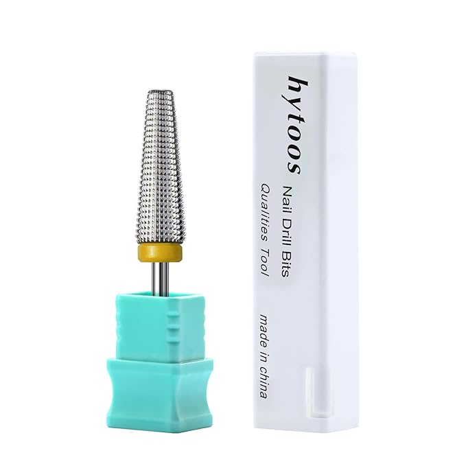 Long 5 in 1 Nail Drill Bits, XF 20mm Carbide Tapered Nail Bit, Straight Cut Safety Drill Bits for Nails, 3/32 Two-way, Electric Manicure Drills Removal Base Coat