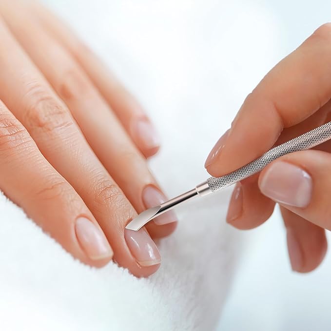 Cuticle Pusher Nail Polish Remover 2-in-1 Cuticle Trimmer Nail Care Tool Cuticle Pusher with 2 Ends Stainless Steel Manicure Tool (Flat Head)