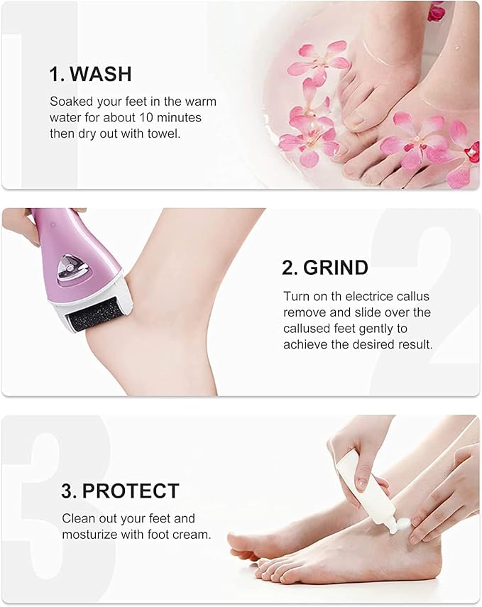 Electric Foot Callus Removers Rechargeable,Portable Electronic Foot File Pedicure Tools, Electric Callus Remover Kit,Professional Pedi Feet Care Perfect for Dead,Hard Cracked Dry Skin(Pink)