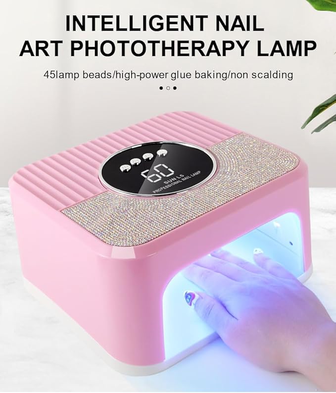 LimeGirl UV LED Nail Lamp Kit for Gel Polish Professional Fast Curing Pink Dryer Light Set with UV Protection Gloves Cordless Rechargeable Nail Art Cure Machine for Manicure Pedicure at Home and Salon
