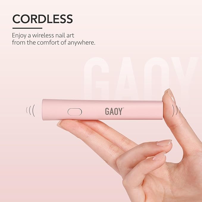 GAOY Handheld UV Light for Gel Nails, Mini Nail Lamp, Portable Cordless Rechargeable, Fast Curing, Pen Lamp Pink