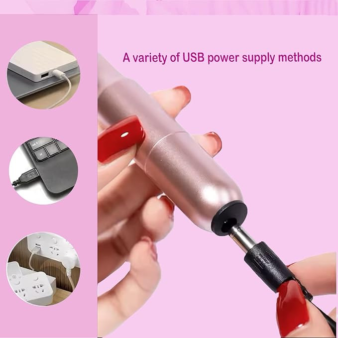 Portable Electric Nail File - Professional Manicure 25,000 RPM with 12PCS Nail Drill Bits, Nail Gel Polish Remover