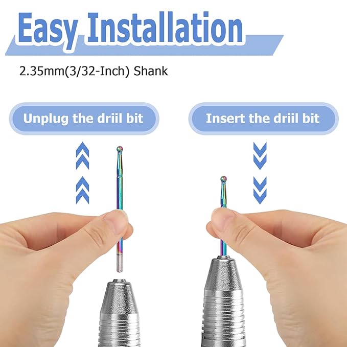 Mesee Nail Drill Bits Set, 10Pcs Tungsten Carbide Nail File Bits + 75pcs Nail Sanding Bands with Mandrel Bit Gel Acrylic Nails Cuticle Remove Bits Electric Rotary Burrs for Manicure Pedicure