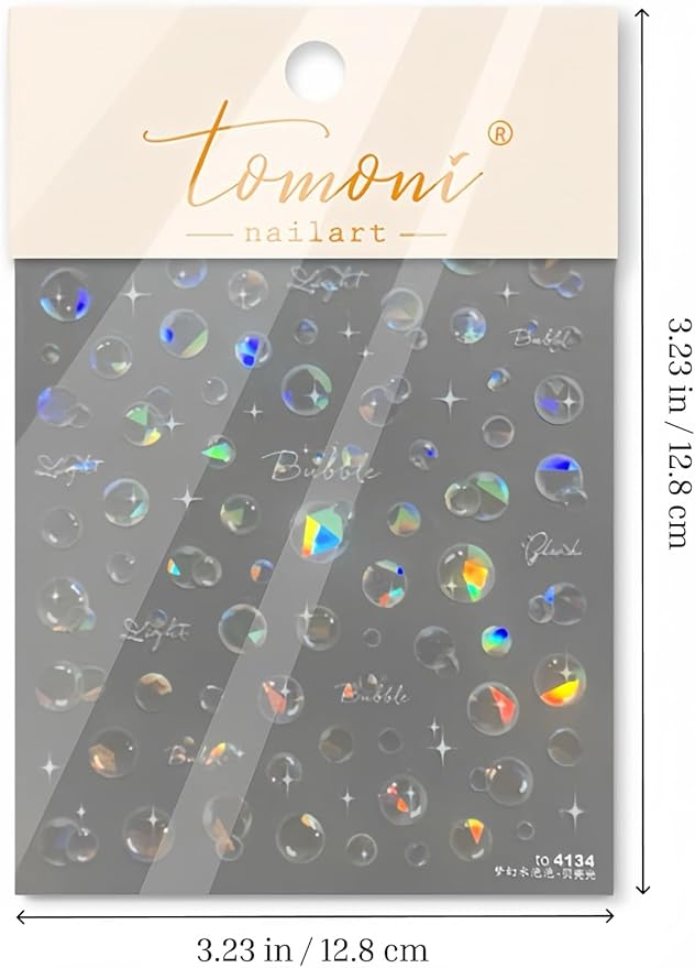 SoftSoul Light Bubble Nail Stickers 5D Embossed Premium Salon-Quality Nail Charm Accessories, Easy Application & Self-Adhesive Ocean Aurora Sticker for DIY Manicure, Nail Art, Press on, Home or Salon