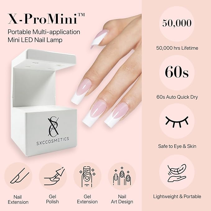 SXC Cosmetics French Tip Press On Nails - Skin Tone Nude and Color Series, Medium Almond X-Pro Tips Starter Kit ST115KIT