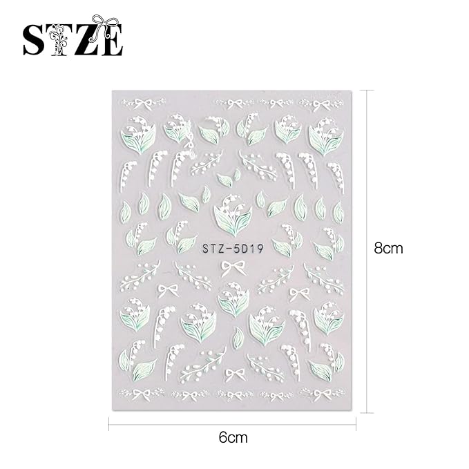 JMEOWIO 3D Embossed Spring Flower Nail Art Stickers Decals Self-Adhesive Pegatinas Uñas 5D Colorful Summer Floral Nail Supplies Nail Art Design Decoration Accessories 4 Sheets