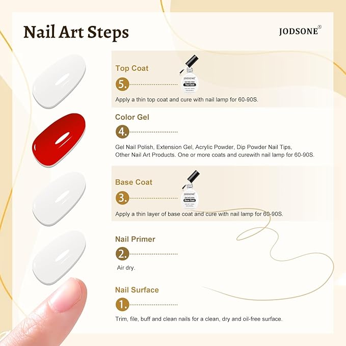 JODSONE 3Pcs 16.5ml Top Coat and Base Coat Set with Gel Nail Remover No Wipe Top Coat Base Need U V Lamp Cured Gel Nail Remover for Quick and Easy Removal At Home