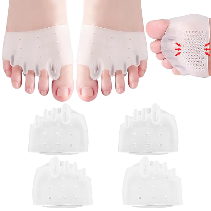 4PCS Toe Separators for Women Bunion, Clear Silicone Toe-Separator for Overlapping Toes & Soft High Elasticity Toe Dividers Spreaders with Breathable Holes for Overlapping Correct Toes Spacers