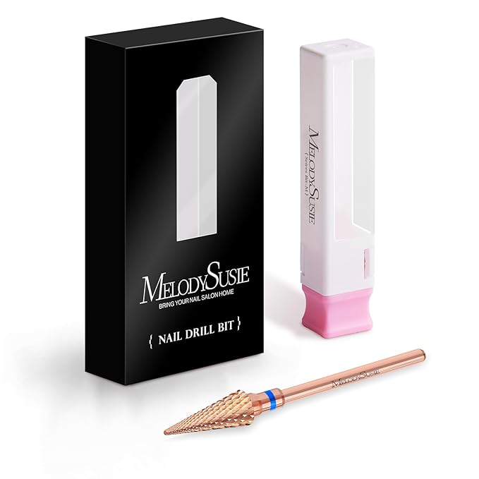 MelodySusie Professional Tapered Nib Nail Drill Bit, 3/32'' Carbide Tungsten Multi-function Bit, Suitable for Manicure Pedicure Cuticle Gel Polishing, Technicians Bit, Rose Gold, Series Bit-M, Medium