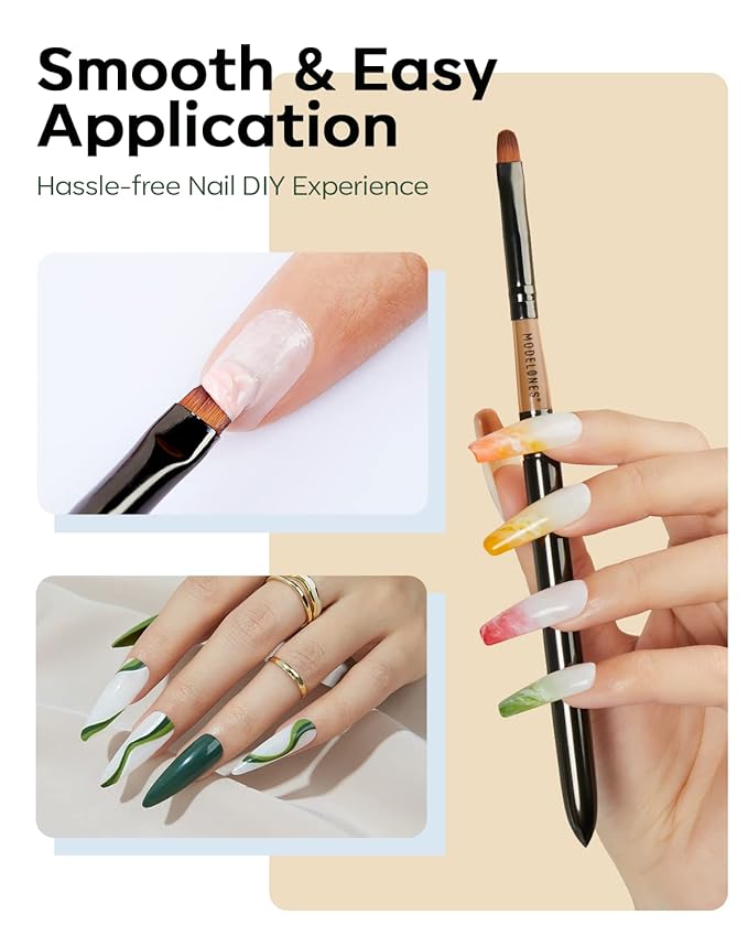 Modelones Nail Art Brush Cleaner & Restorer for Nail Polish/Extension Gel/Solid Builder Gel/Dip Powder/Acrylic Manicure Kits DIY Salon at Home - 80ml, W/Pro Brush