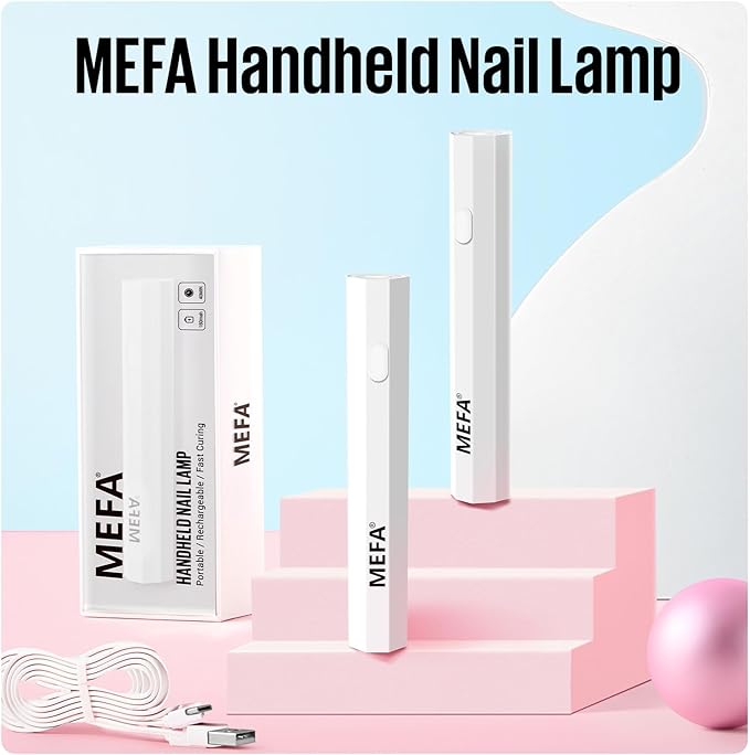 MEFA Handheld UV Light for Gel Nails, UV Nail Lamp with 2 Timer Settings, Portable Cordless Rechargeable USB Nail Dryer for Gel Nail Polish Fast Curing, LED Nail Lamp for Home DIY Salon Women