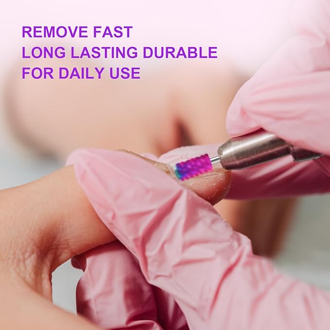 3/32" 2PCS Large Barrel Smooth Round Top Tungsten Carbide Nail Drill Bit Safety Bit for Gel & Acrylic Removal, 2-Way Rotating Efile Tip, Salon Electric File Accessory (3XC Grit, Purple)
