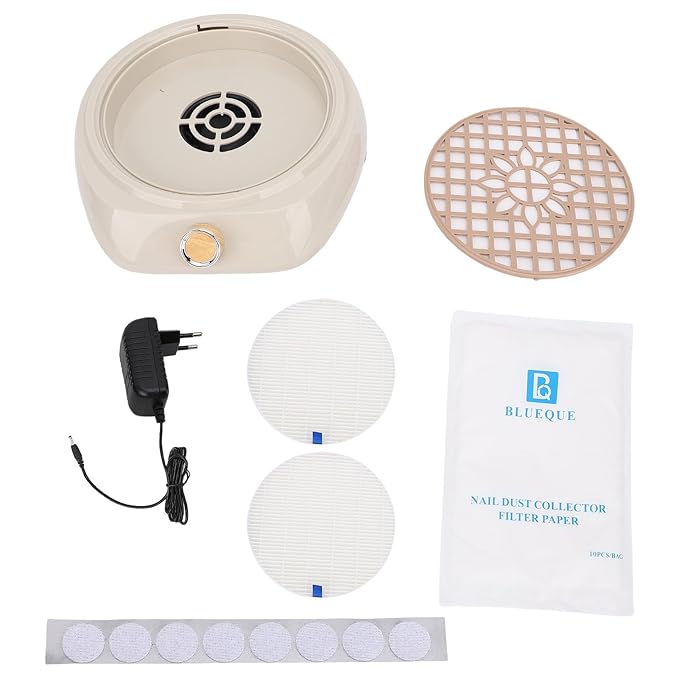 Nail Dust Collector, 5000 RPM Supplies Stuff with Reusable Filter for Acrylic Polishing,Salon and Home (US Plug)