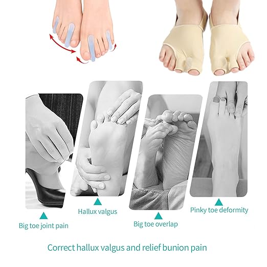 Bunion Corrector for Women and Men, Bunion Socks Sleeves Toe Corrector Comfortable & Breathable for Day/Night Support, Hallux Valgus Pain Relief Non-Slip Big Toe Straightener (White, Small(US 5-8.5))