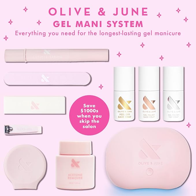 Olive & June Gel Polish | UV LED Nail Lamp Needed | Long Lasting Formula | Up to 21 Days of Wear | Damage-Free Removal | Salon-Quality Manicure, Pedicure at Home | HD | Crisp White