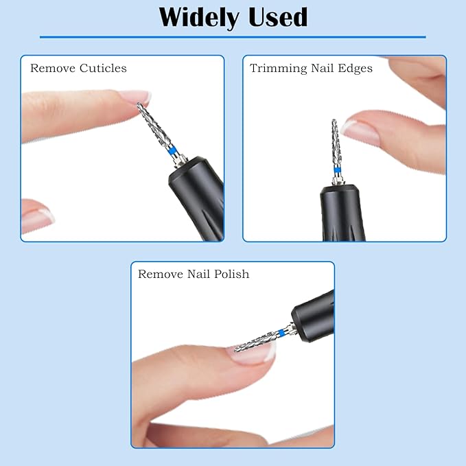 2Pcs 3/32" Cuticle Bit Gel Remover Drill Bit Small Cone Clean Medium Grit Carbide for Electric Nail Drills, Conical Professional Manicure Tool Remove Dead Skin Accessories for Nail Salons and Home Use