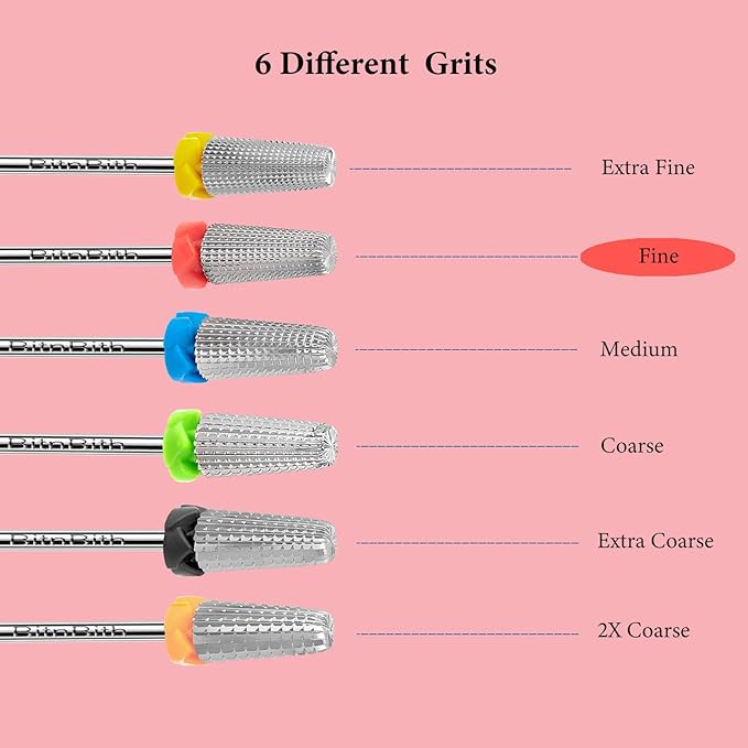5 in 1 Nail Drill Bits, 3/32”Professional Carbide Drill Bits for Nails Multifunction Art Bit, Fast Remove Acrylic Hard Gel Cuticle Nail Efile Bit Manicure Pedicure,Two Way Rotate,Fine