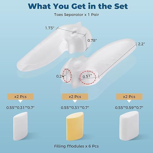 Adjustable Bunion Corrector Kit & Toe Separator for Women and Men, Big Toe Straightener, Pain Relief for Bunions, Hammer, Overlapping Toes, with Modules - Bunion Corrector and Spacers