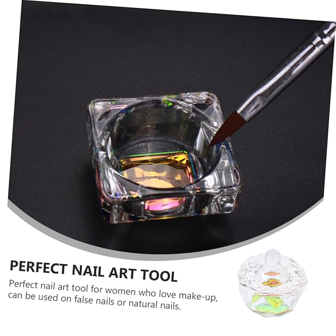 2pcs Nail Art Liquid Cup Crystal Nail Bowls Lid Manicure Soaking Bowl for Home Use