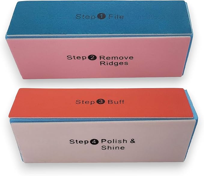 DreamCut 4-Way Nail Buffer Block - 4 Steps Sanding Polisher, Washable Emery Buffing Tool for Professional Manicure and Pedicure