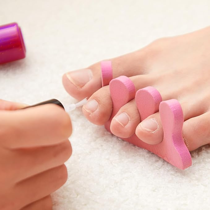 Mumufy 500 Pcs (250 Pairs) Sponge Toe Separators Pedicure Tool Kit Soft Toe Spacers for Pedicures Spreaders Finger Dividers for Women Men Feet Nail Manicure Toenails Art Painting Polish Spa(Pink)