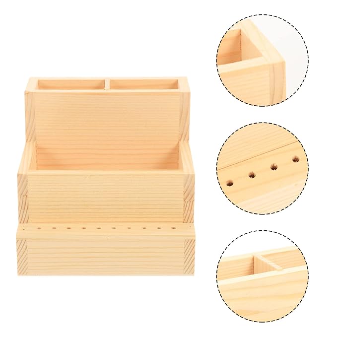 FRCOLOR Nail Drill Bits Holder Stand Display Organizer with Holes Transparent Storage Box for Nail Art Polishing Grinding Drill Bit (As Shown 1)