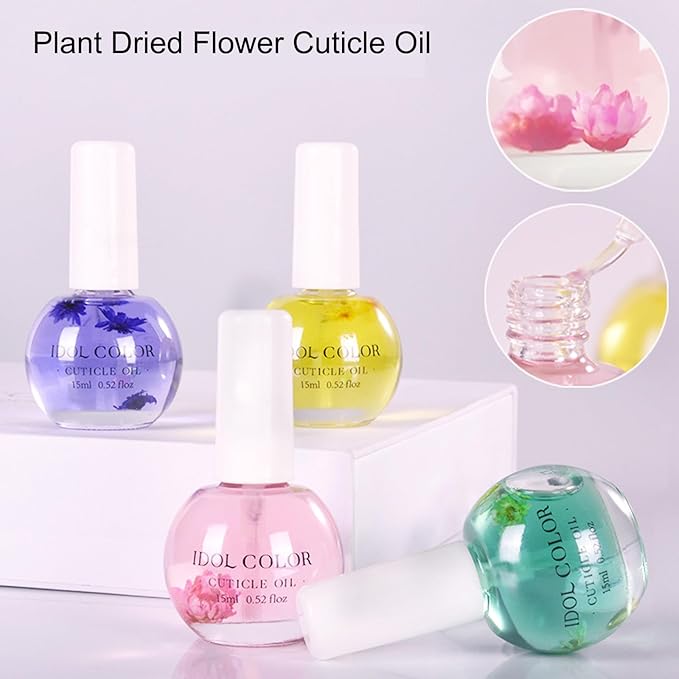 Flowery Scented Cuticle Oil, Infused with Real Flowers, Cuticle Revitalize Oil, Nail Oil For Growth And Strength, Cuticle Remover - Nail Strengthener - Cuticle Softener (0.5 fl.oz, PEACH)