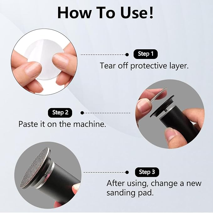 60 Pcs Replaceable Sandpaper Refill Discs for Electric Foot File Callus Remover Foot Care Dead Skin Cracked Hard Skin Removal (Fine 180 Grit)